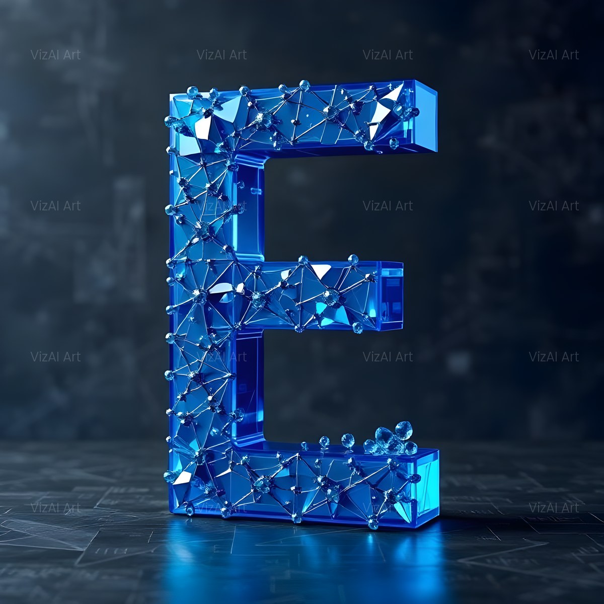 Crystal Fractal Ice alphabet — printable letter E