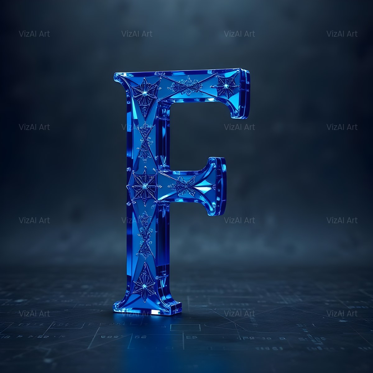 Crystal Fractal Ice alphabet — printable letter F