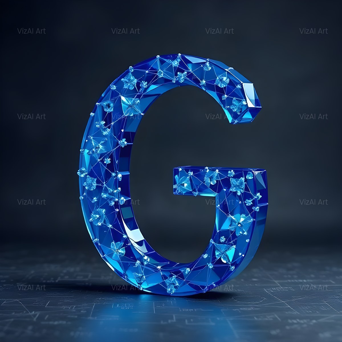 Crystal Fractal Ice alphabet — printable letter G
