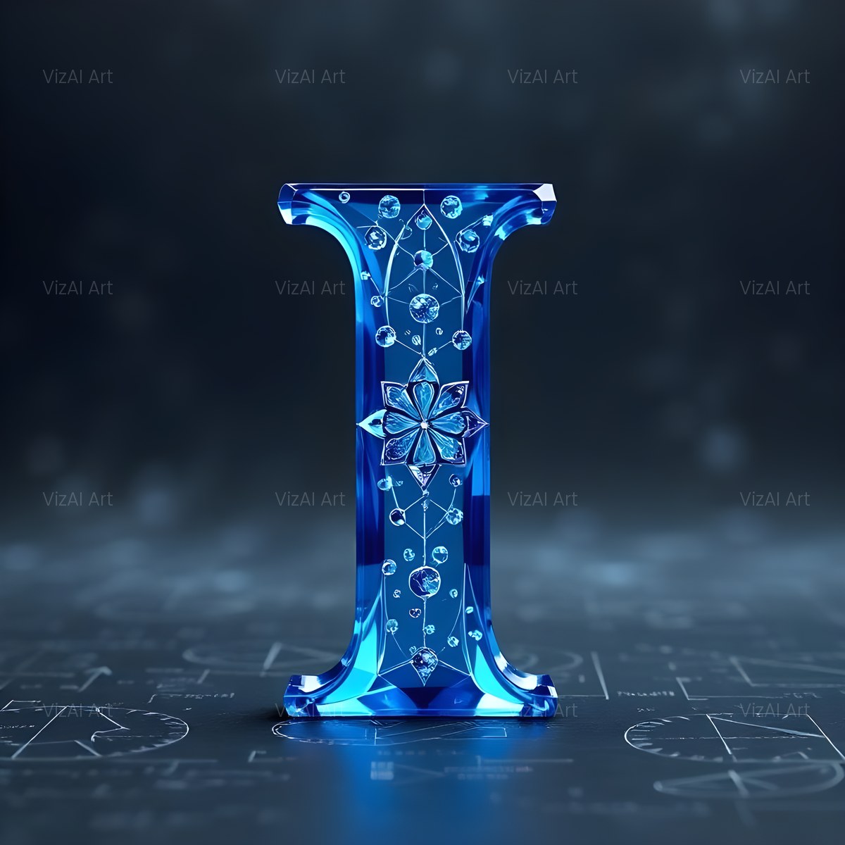 Crystal Fractal Ice alphabet — printable letter I