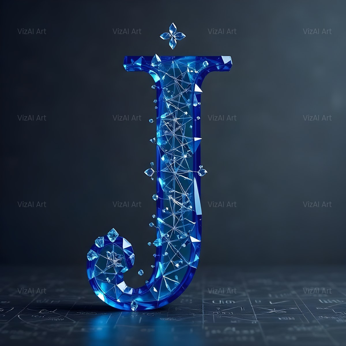 Crystal Fractal Ice alphabet — printable letter J
