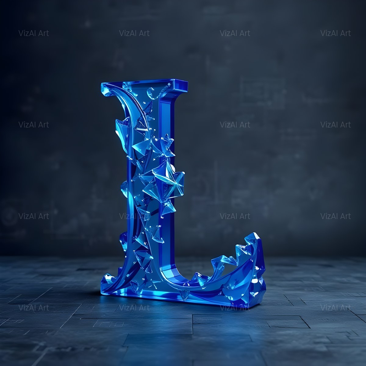 Crystal Fractal Ice alphabet — printable letter L