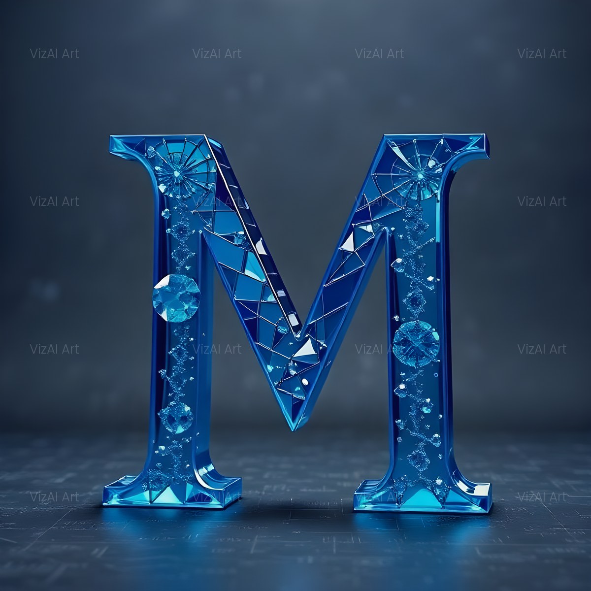 Crystal Fractal Ice alphabet — printable letter M