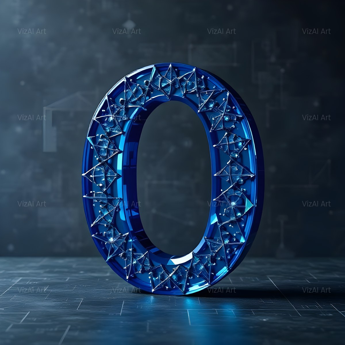 Crystal Fractal Ice alphabet — printable letter O