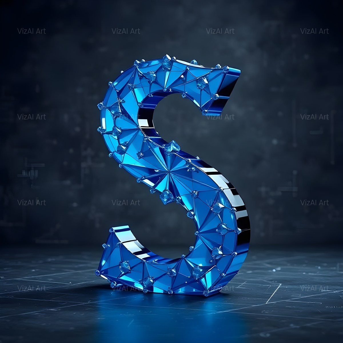 Crystal Fractal Ice alphabet — printable letter S