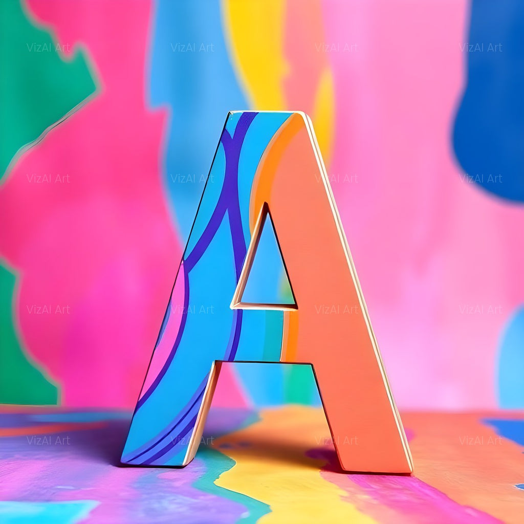 Colourful Paint alphabet — printable letter A