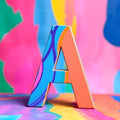 Colourful Paint alphabet — printable letter A
