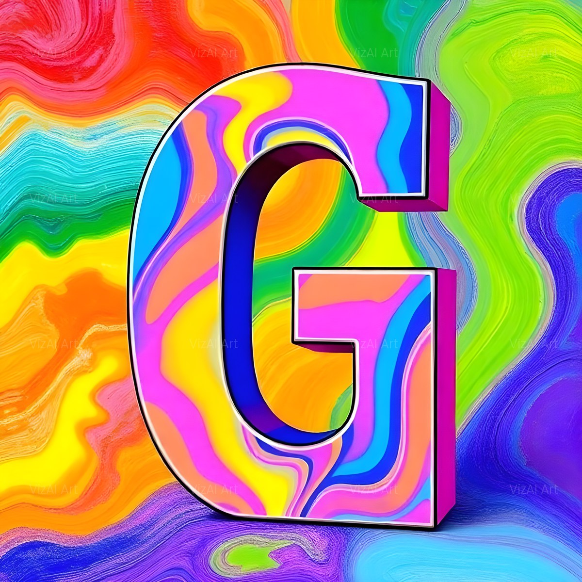 Colourful Paint alphabet — printable letter G