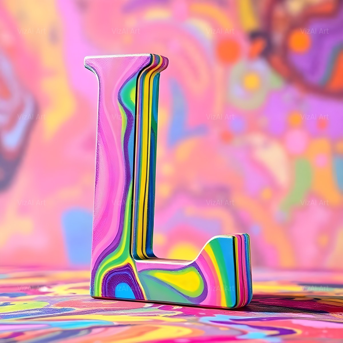 Colourful Paint alphabet — printable letter L