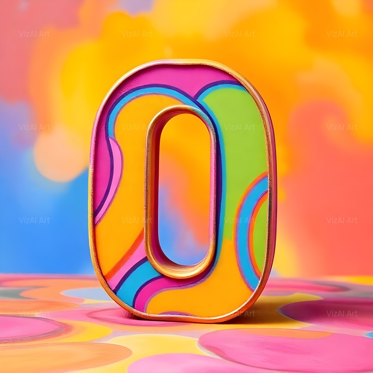 Colourful Paint alphabet — printable letter O