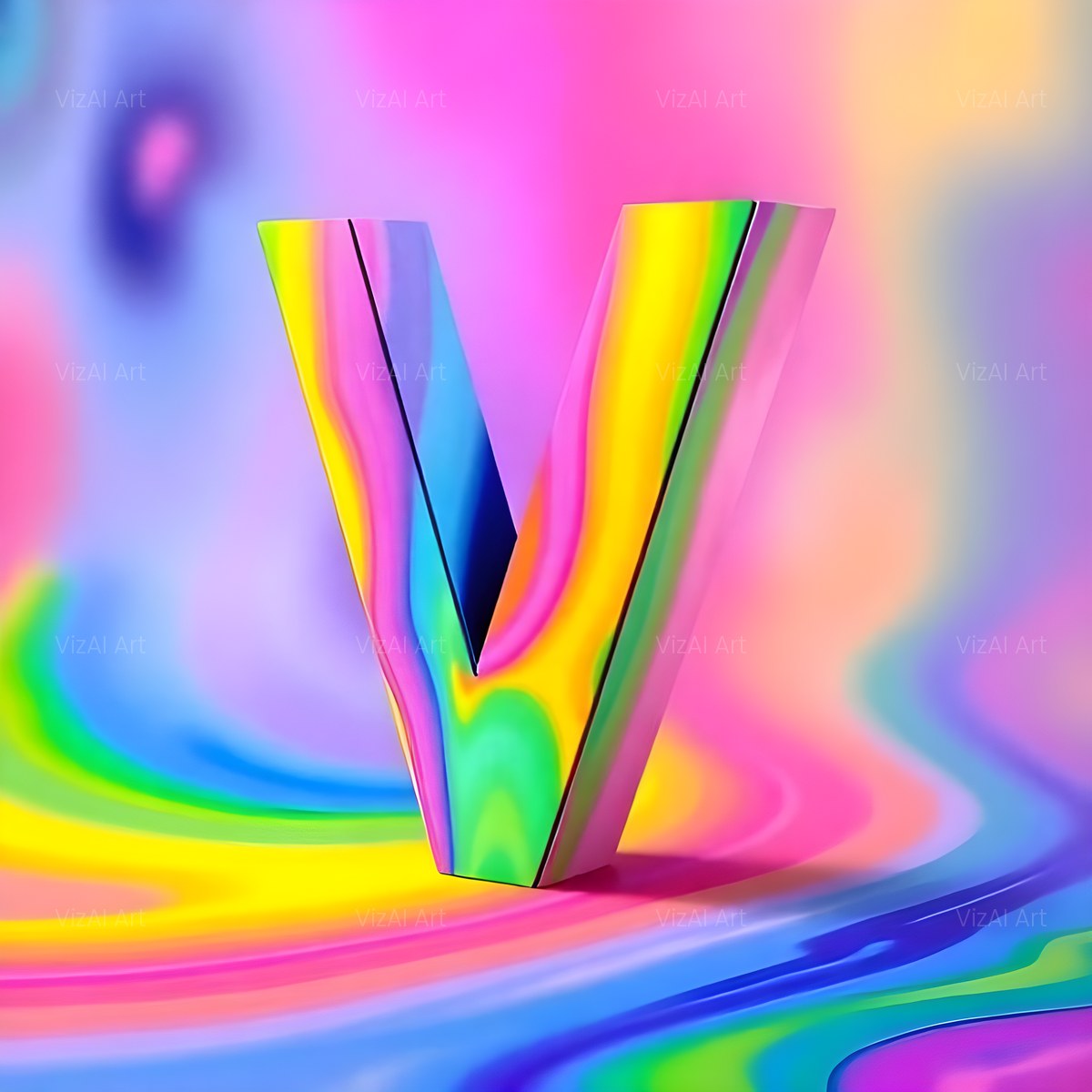 Colourful Paint alphabet — printable letter V