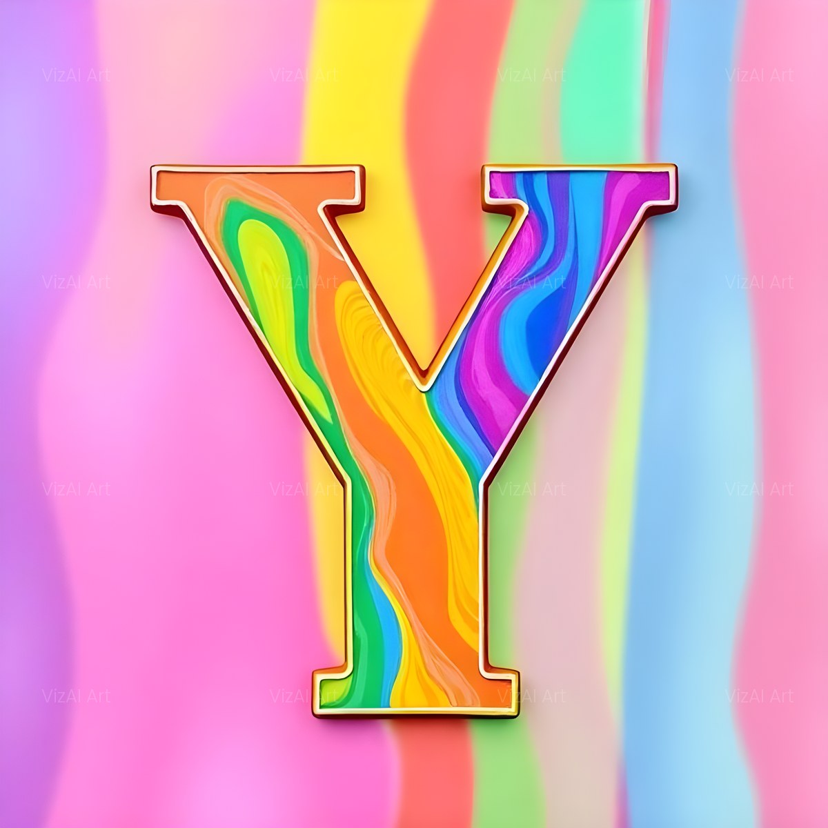 Colourful Paint alphabet — printable letter Y