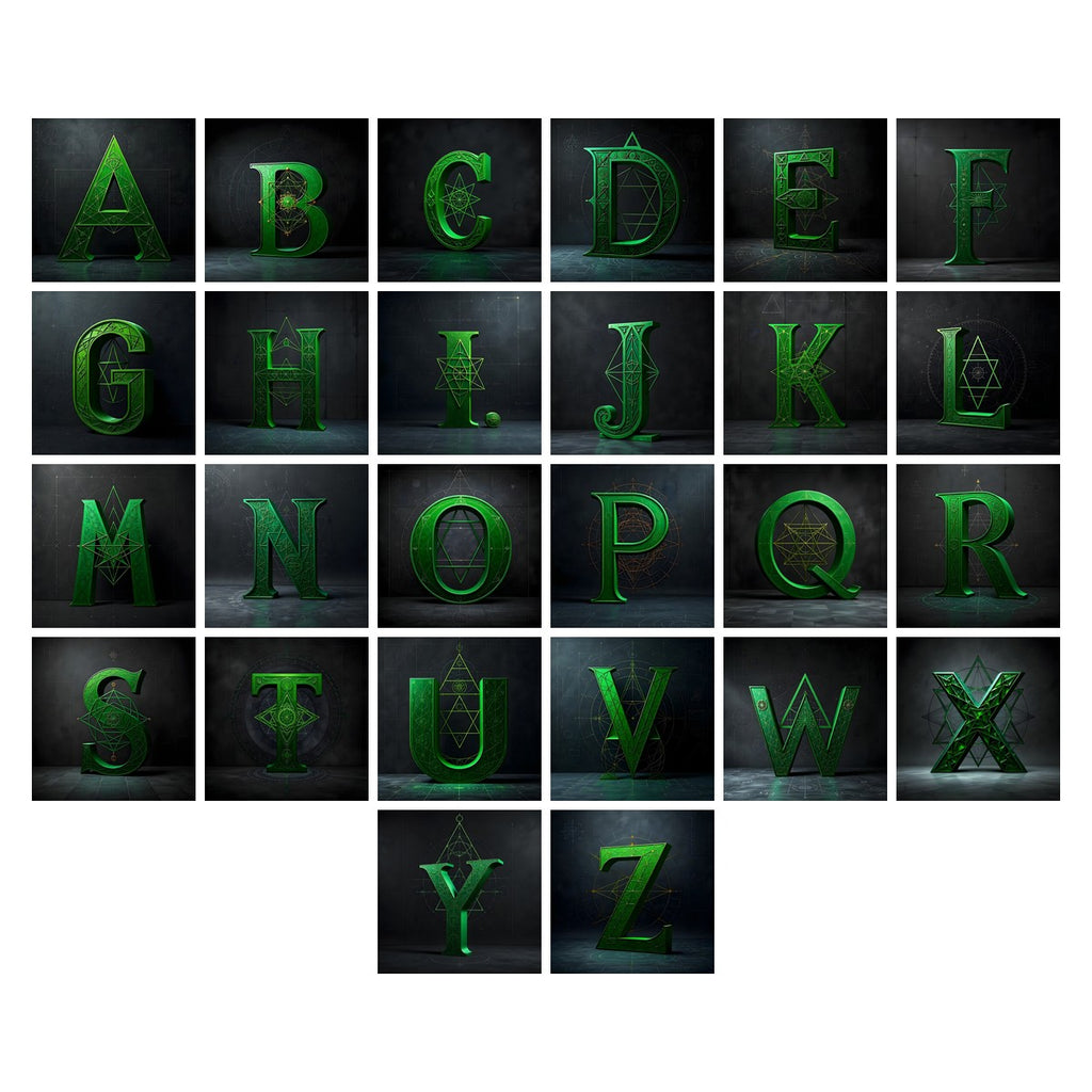 Chalk Geometry Line alphabet — all 26 letters A to Z, choose any single letter