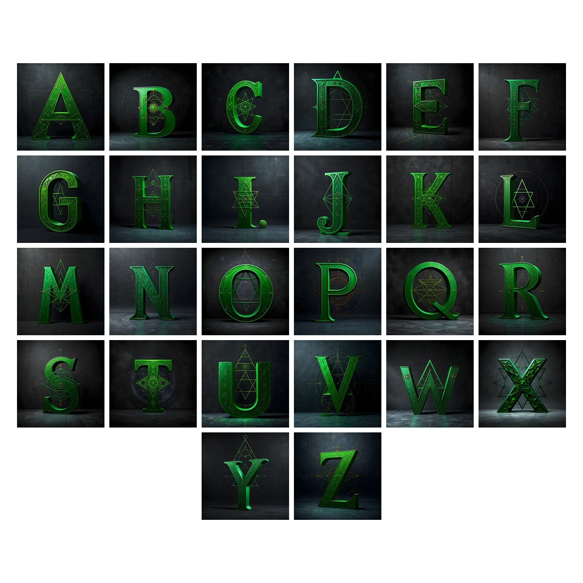 Chalk Geometry Line alphabet — all 26 letters A to Z, choose any single letter
