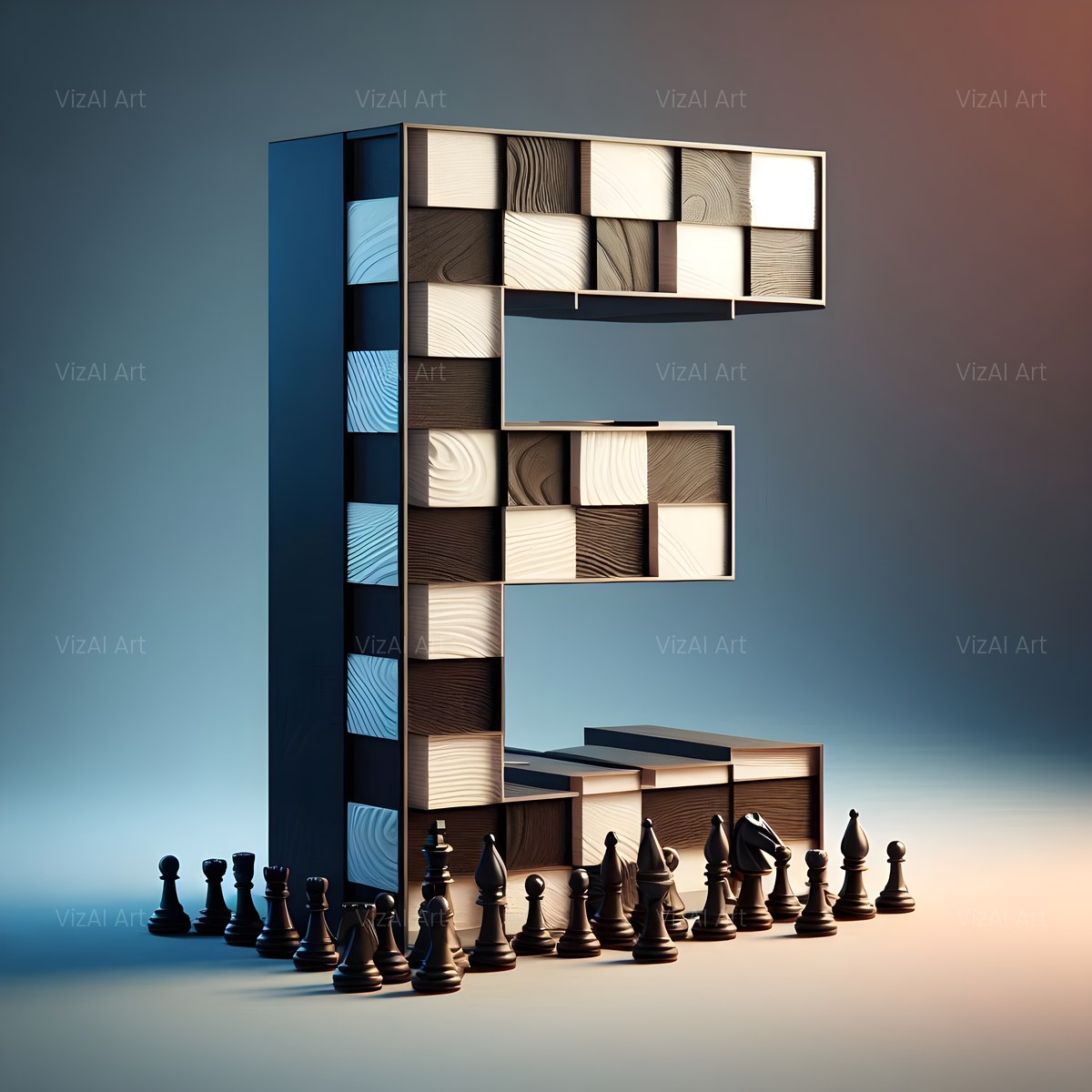 Chessboard Strategy alphabet — printable letter E
