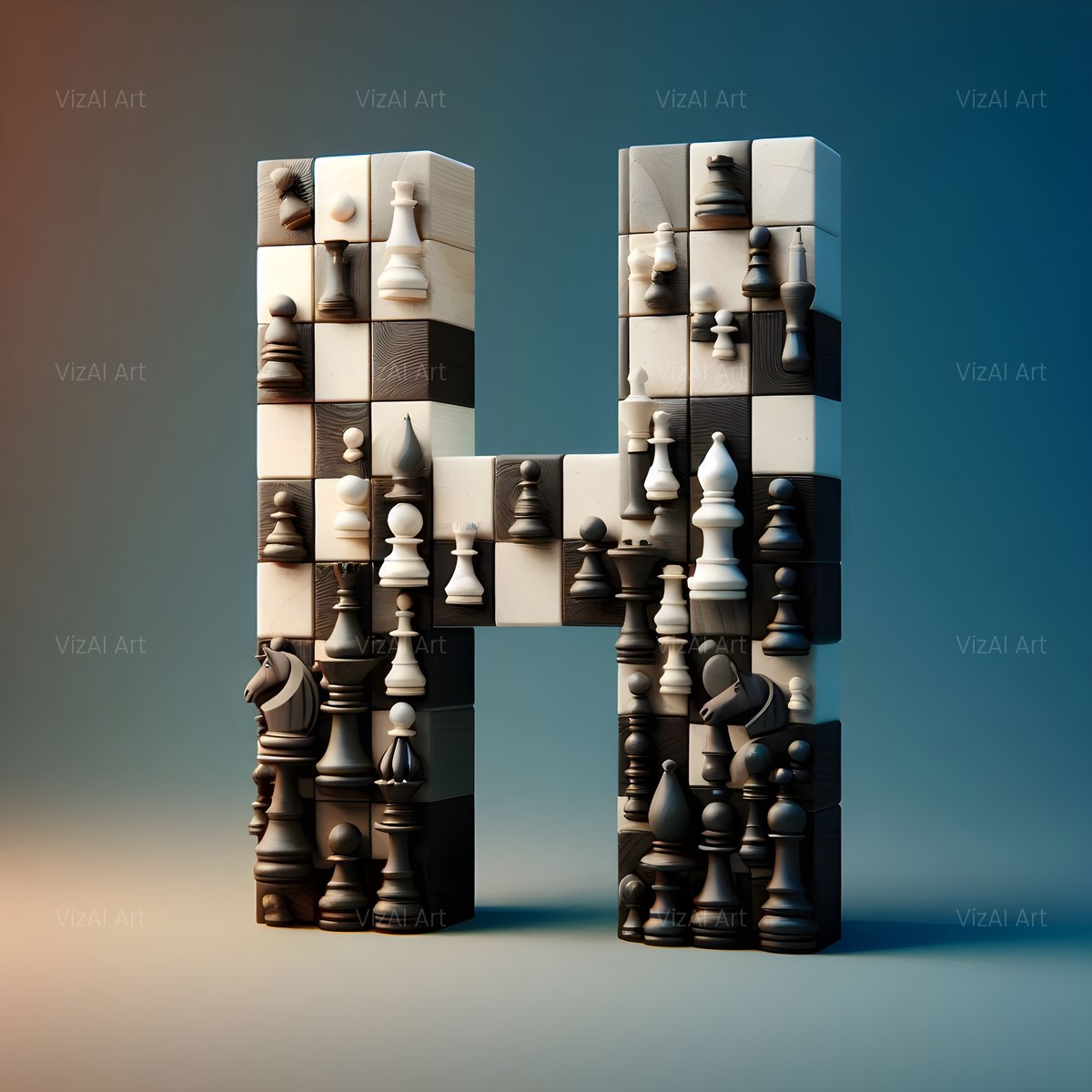 Chessboard Strategy alphabet — printable letter H
