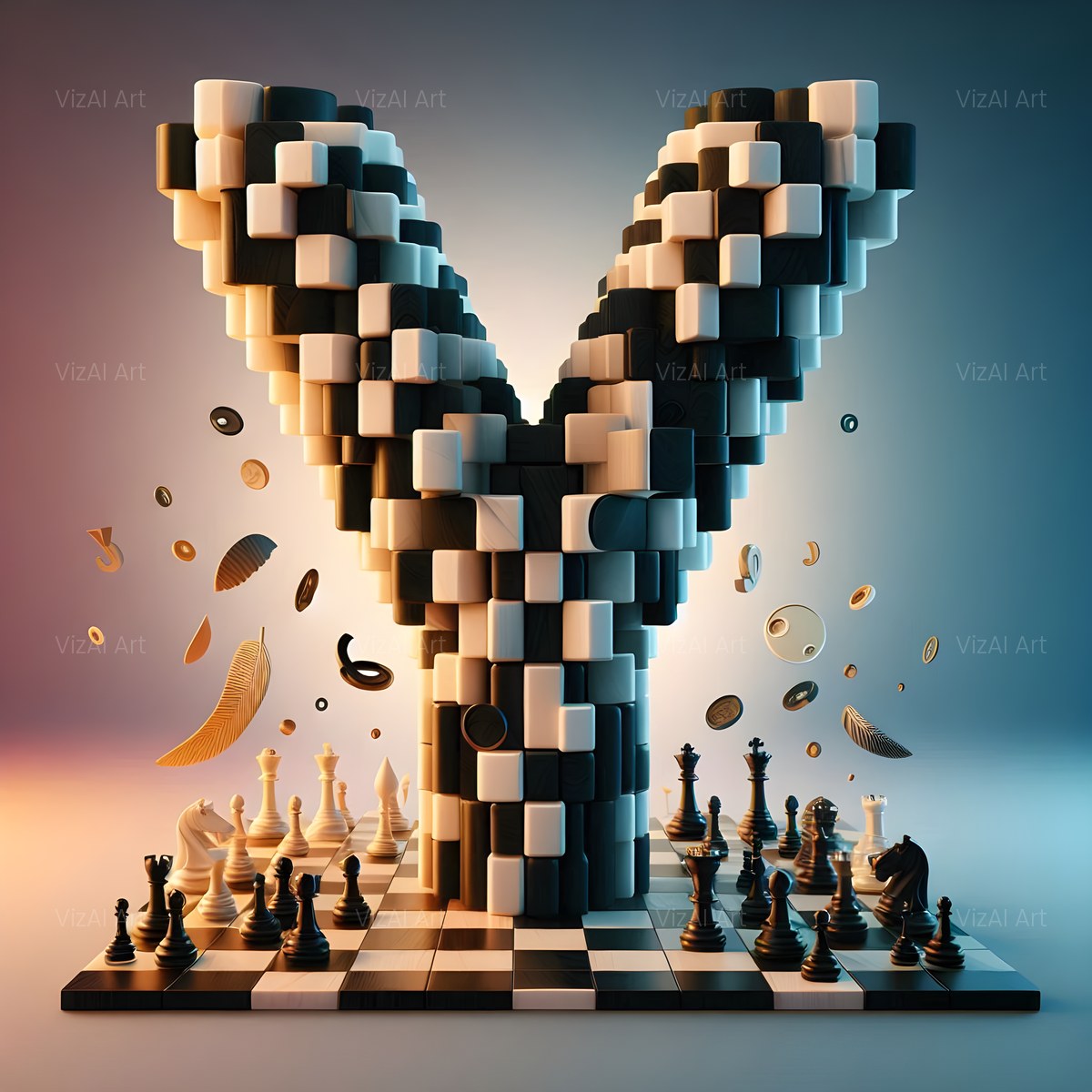 Chessboard Strategy alphabet — printable letter Y