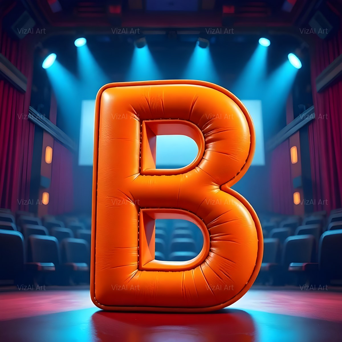 Cinema Marquee Stage alphabet — printable letter B