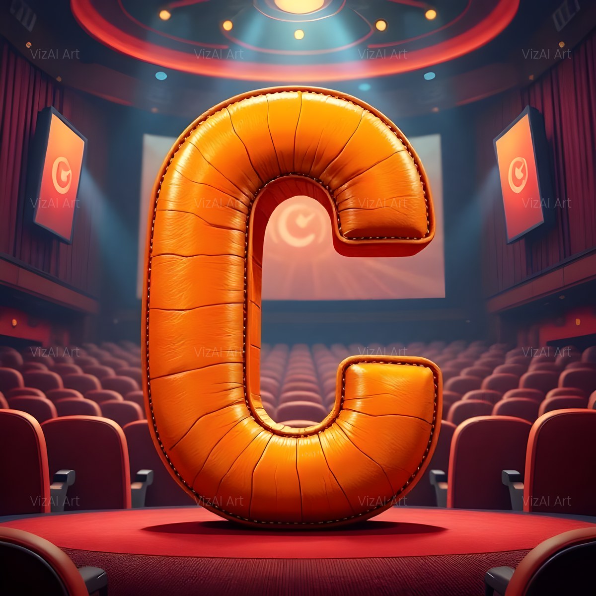 Cinema Marquee Stage alphabet — printable letter C