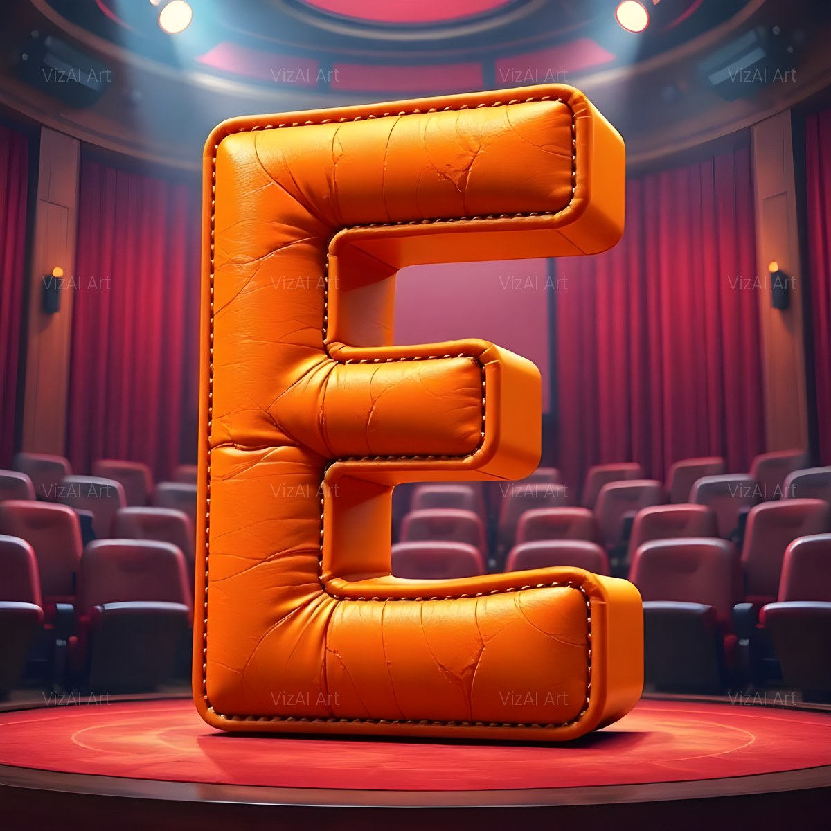 Cinema Marquee Stage alphabet — printable letter E