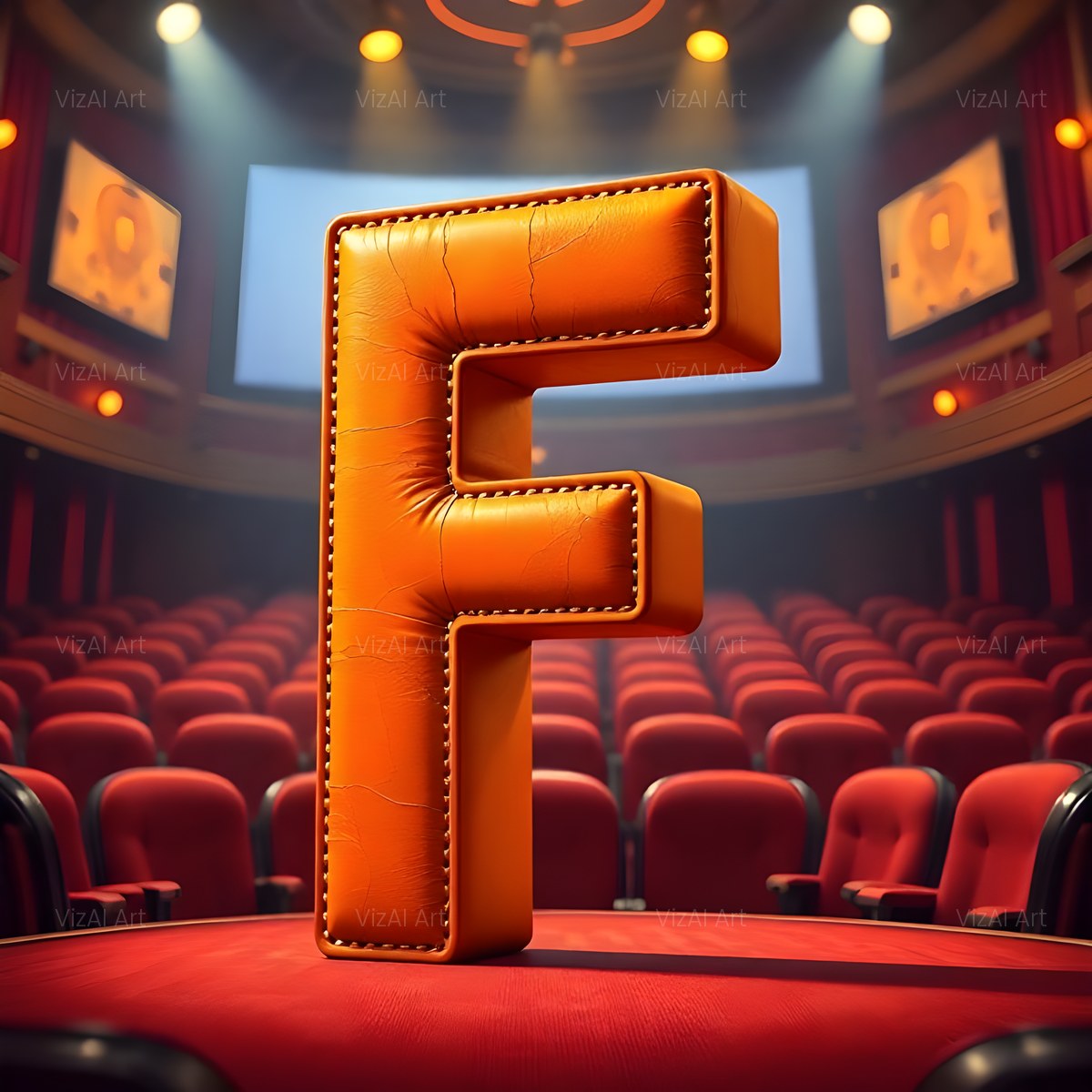 Cinema Marquee Stage alphabet — printable letter F