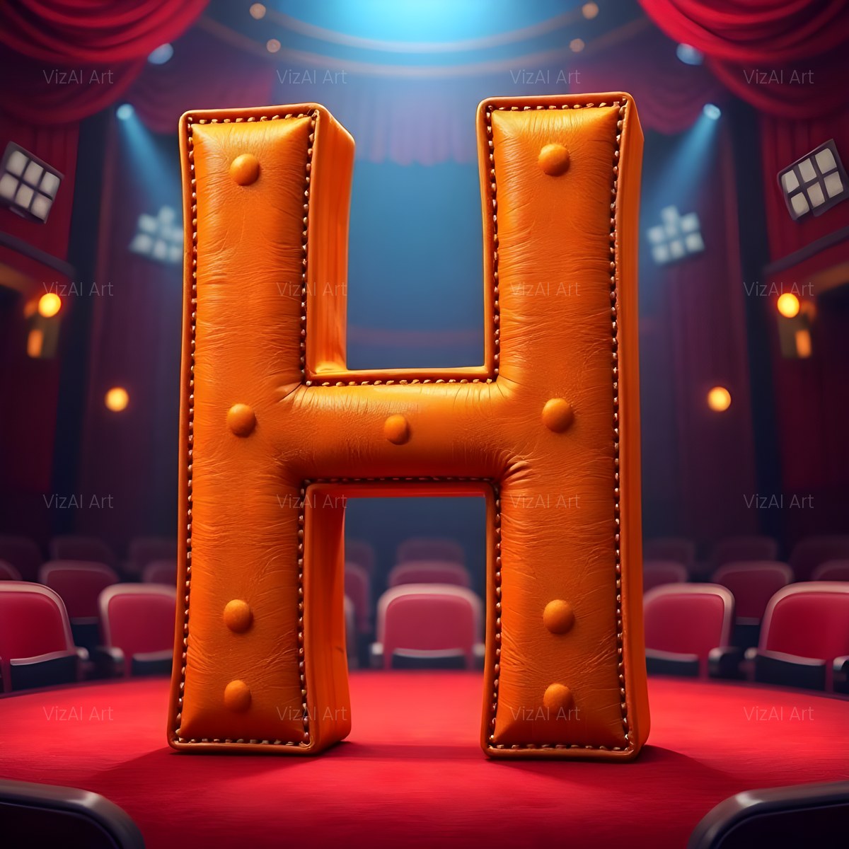 Cinema Marquee Stage alphabet — printable letter H