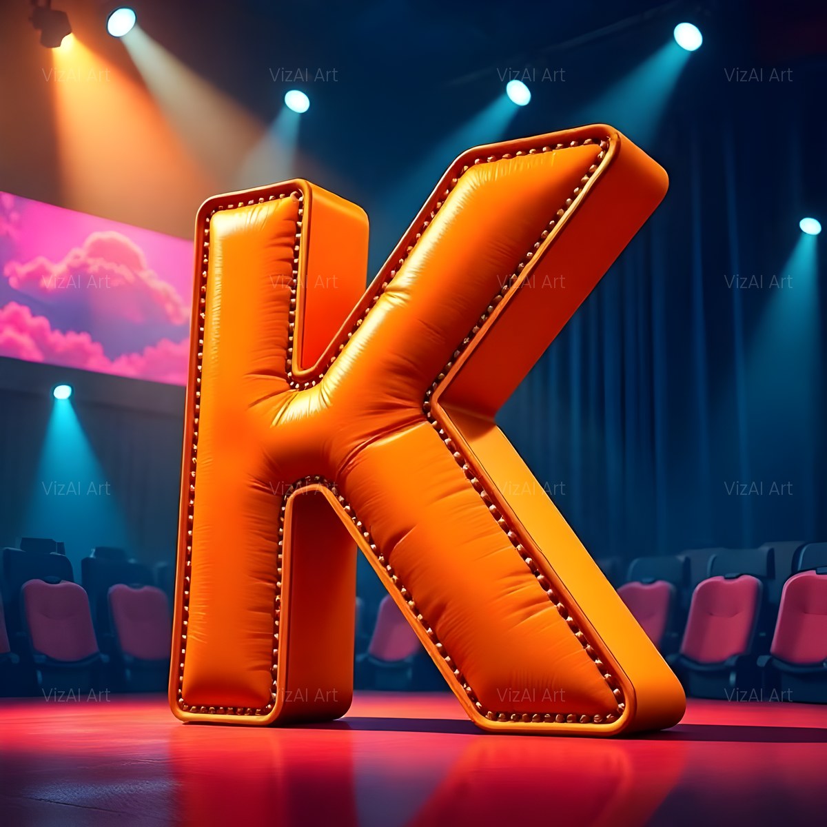 Cinema Marquee Stage alphabet — printable letter K