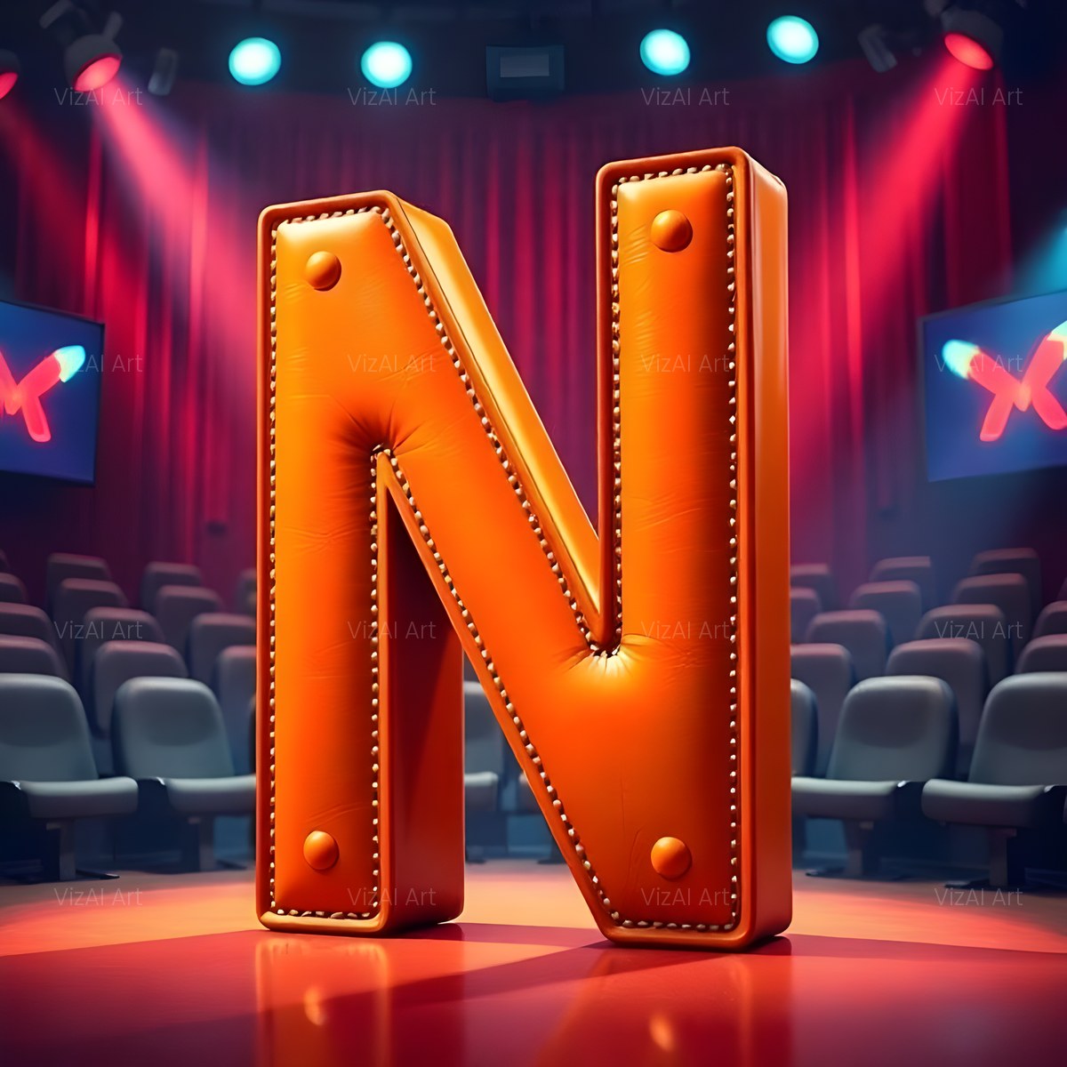 Cinema Marquee Stage alphabet — printable letter N