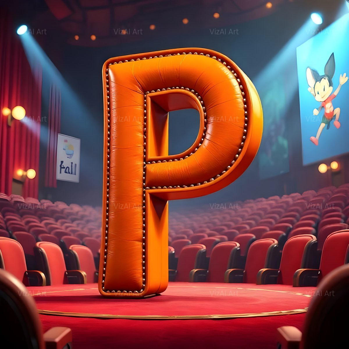 Cinema Marquee Stage alphabet — printable letter P