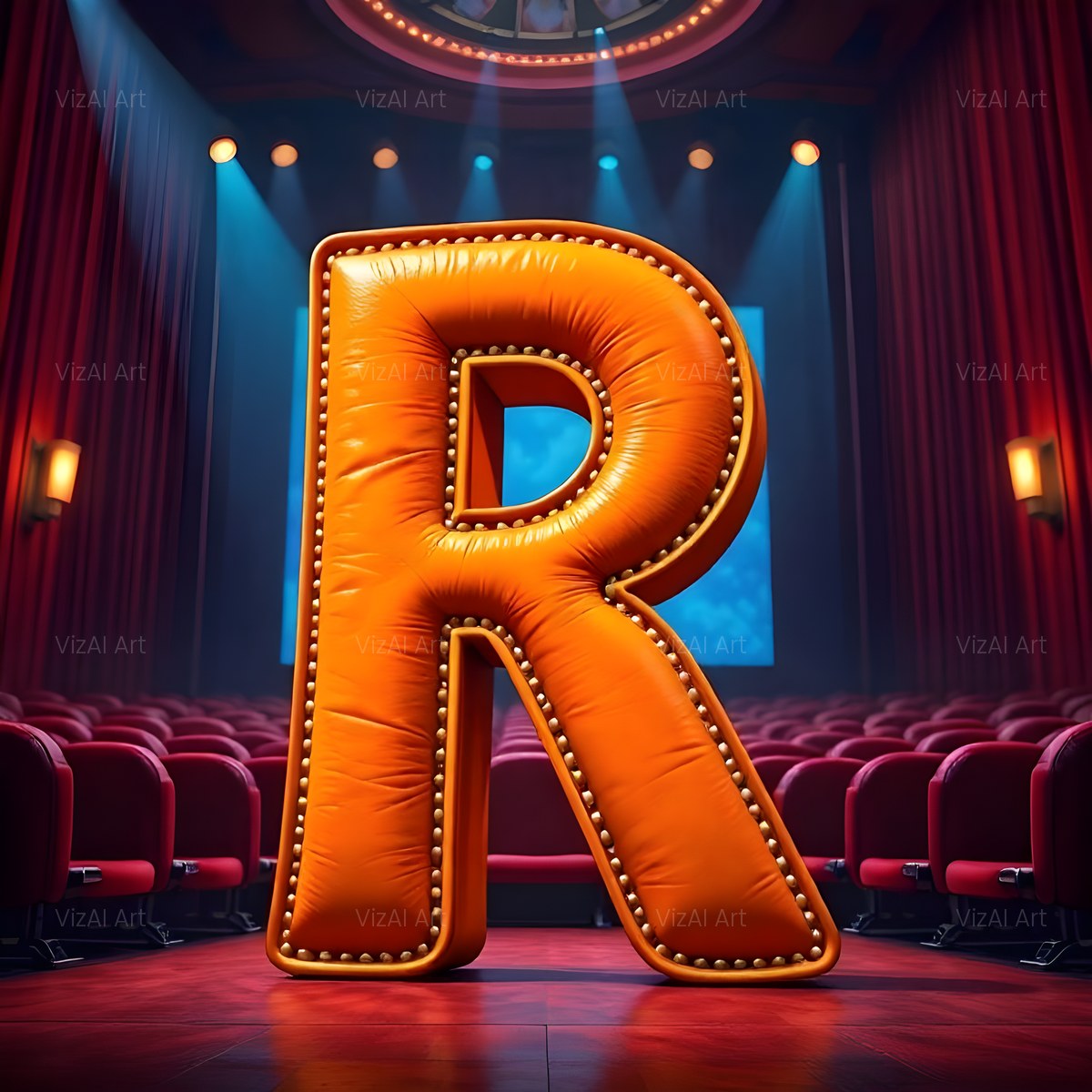 Cinema Marquee Stage alphabet — printable letter R