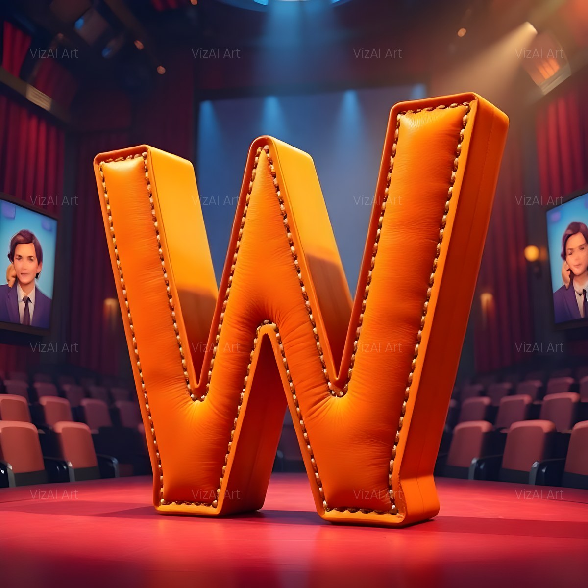 Cinema Marquee Stage alphabet — printable letter W