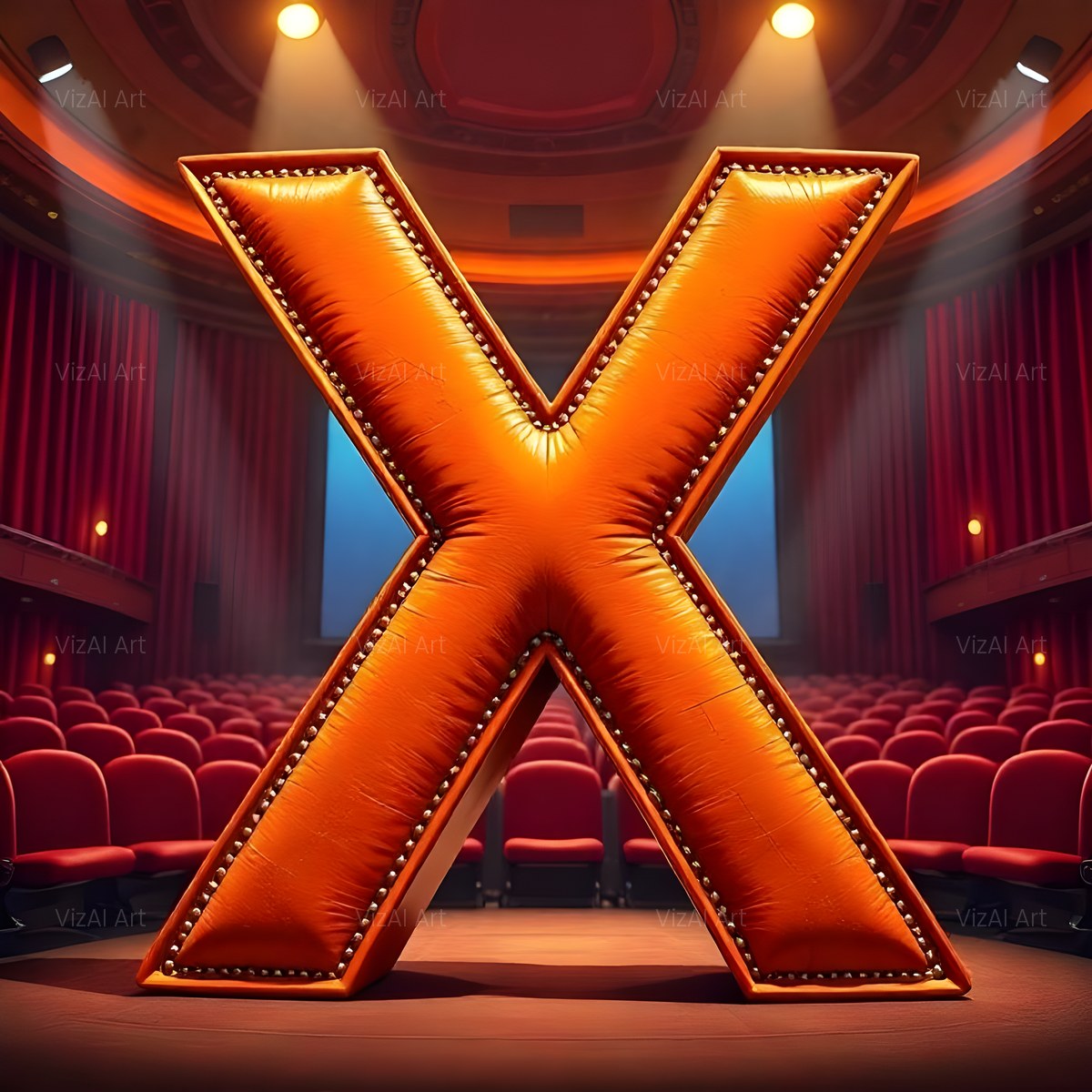 Cinema Marquee Stage alphabet — printable letter X