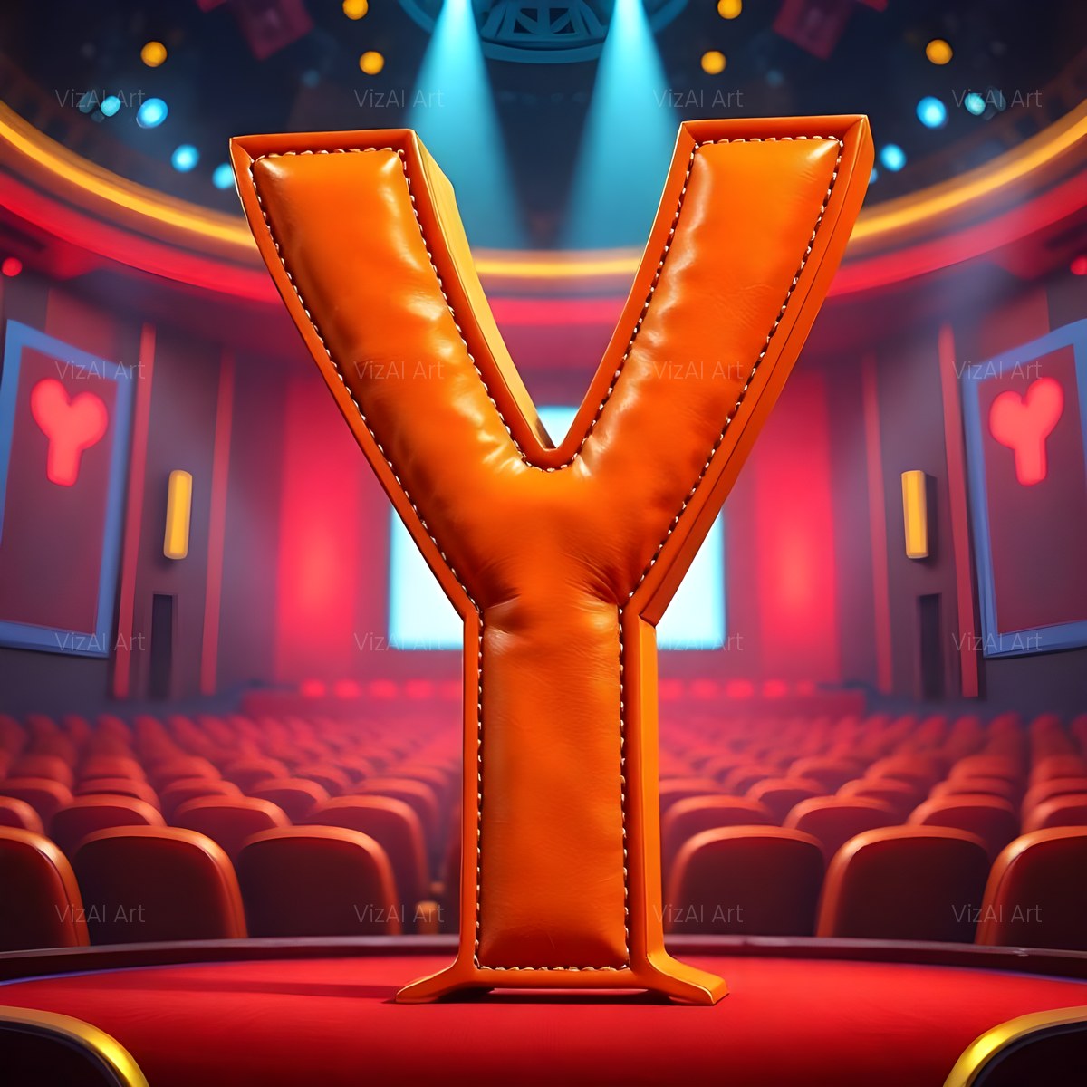 Cinema Marquee Stage alphabet — printable letter Y