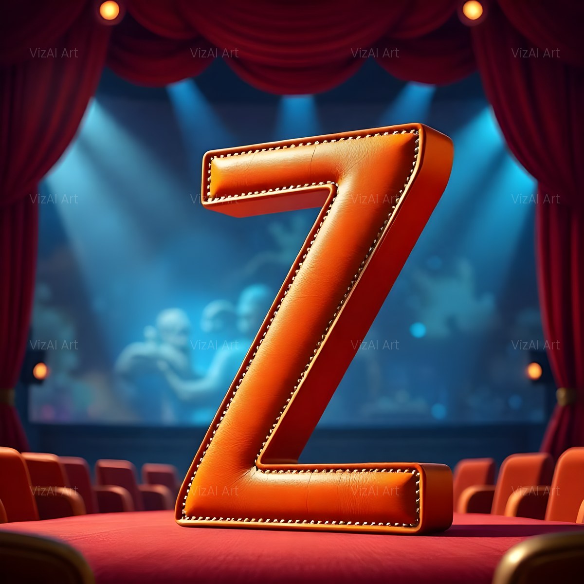 Cinema Marquee Stage alphabet — printable letter Z