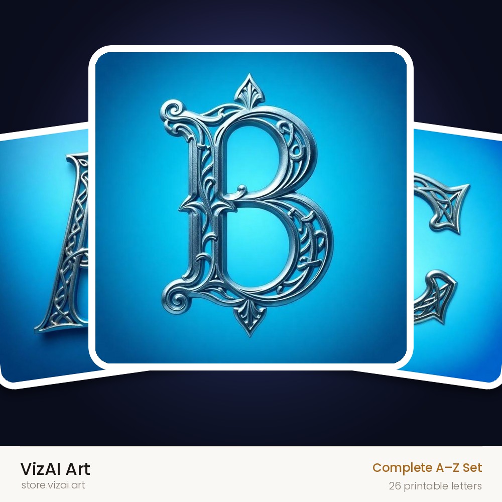 Celtic Knot Silver alphabet — choose an individual printable letter