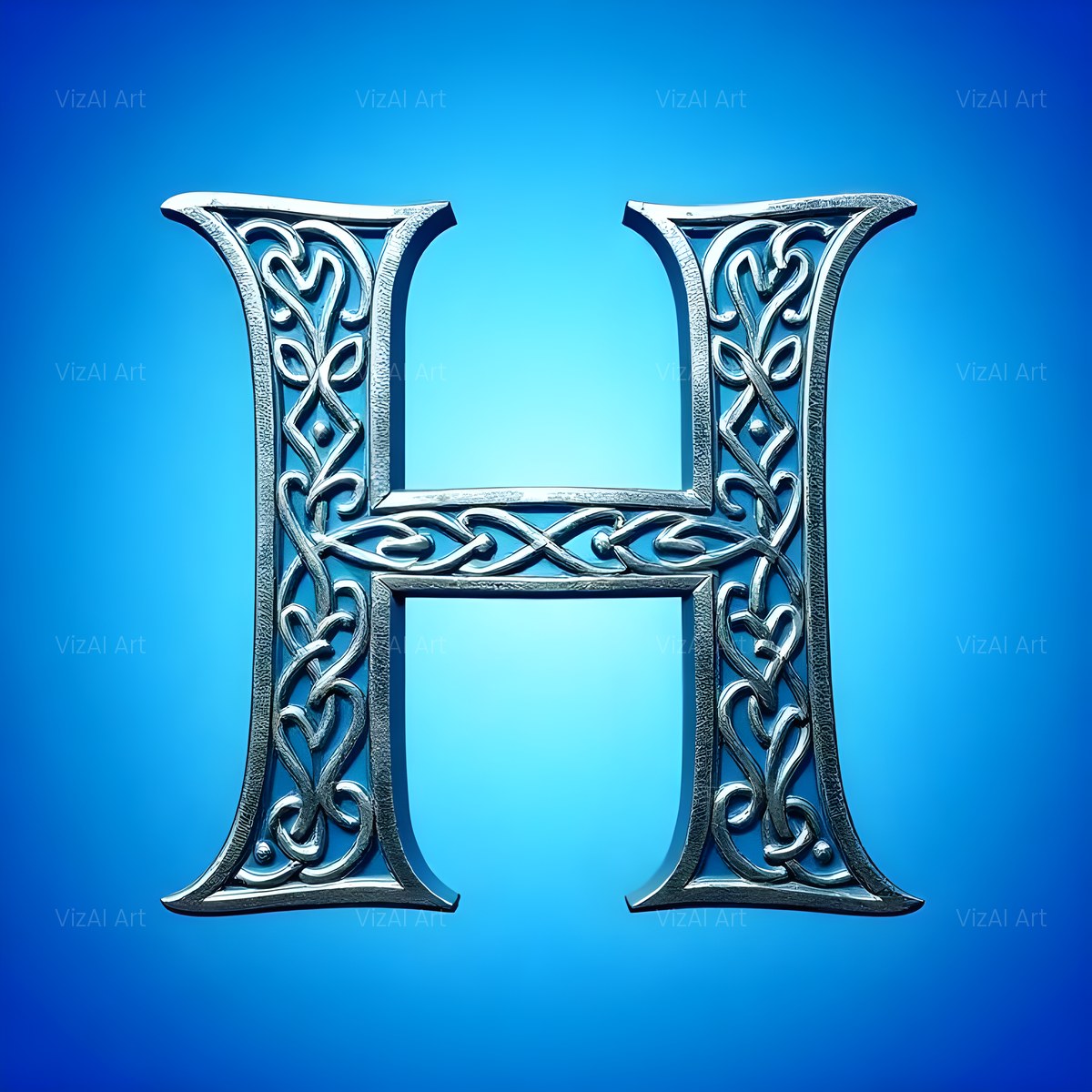 Celtic Knot Silver alphabet — printable letter H