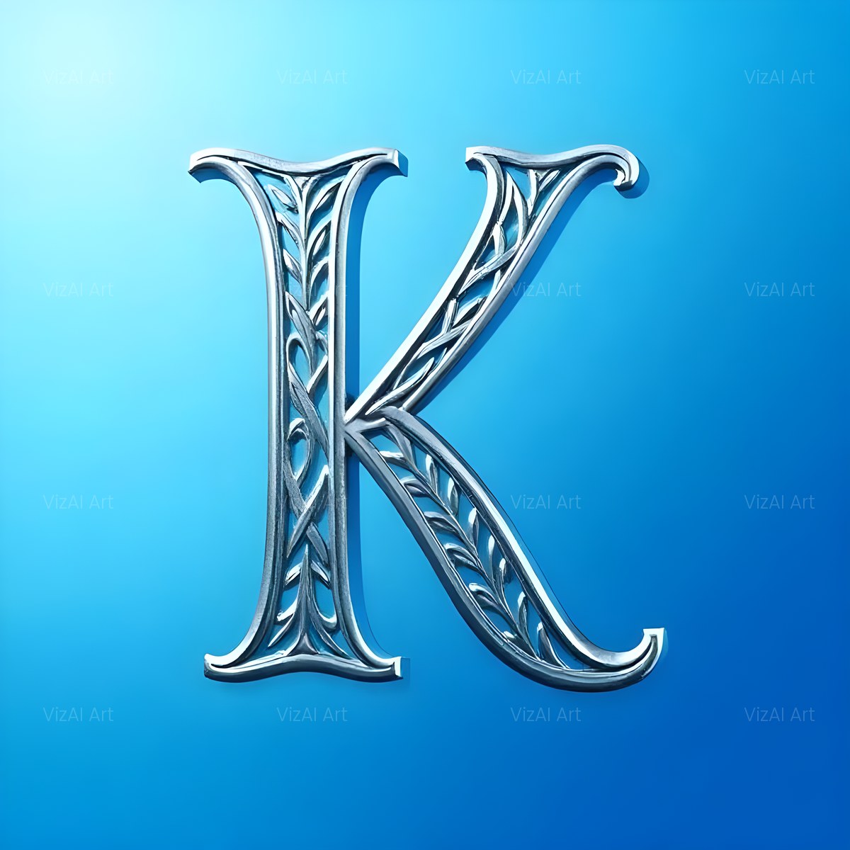 Celtic Knot Silver alphabet — printable letter K