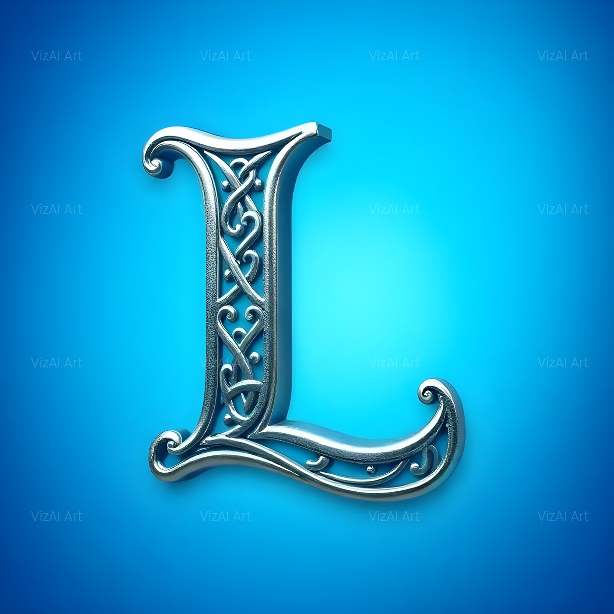 Celtic Knot Silver alphabet — printable letter L