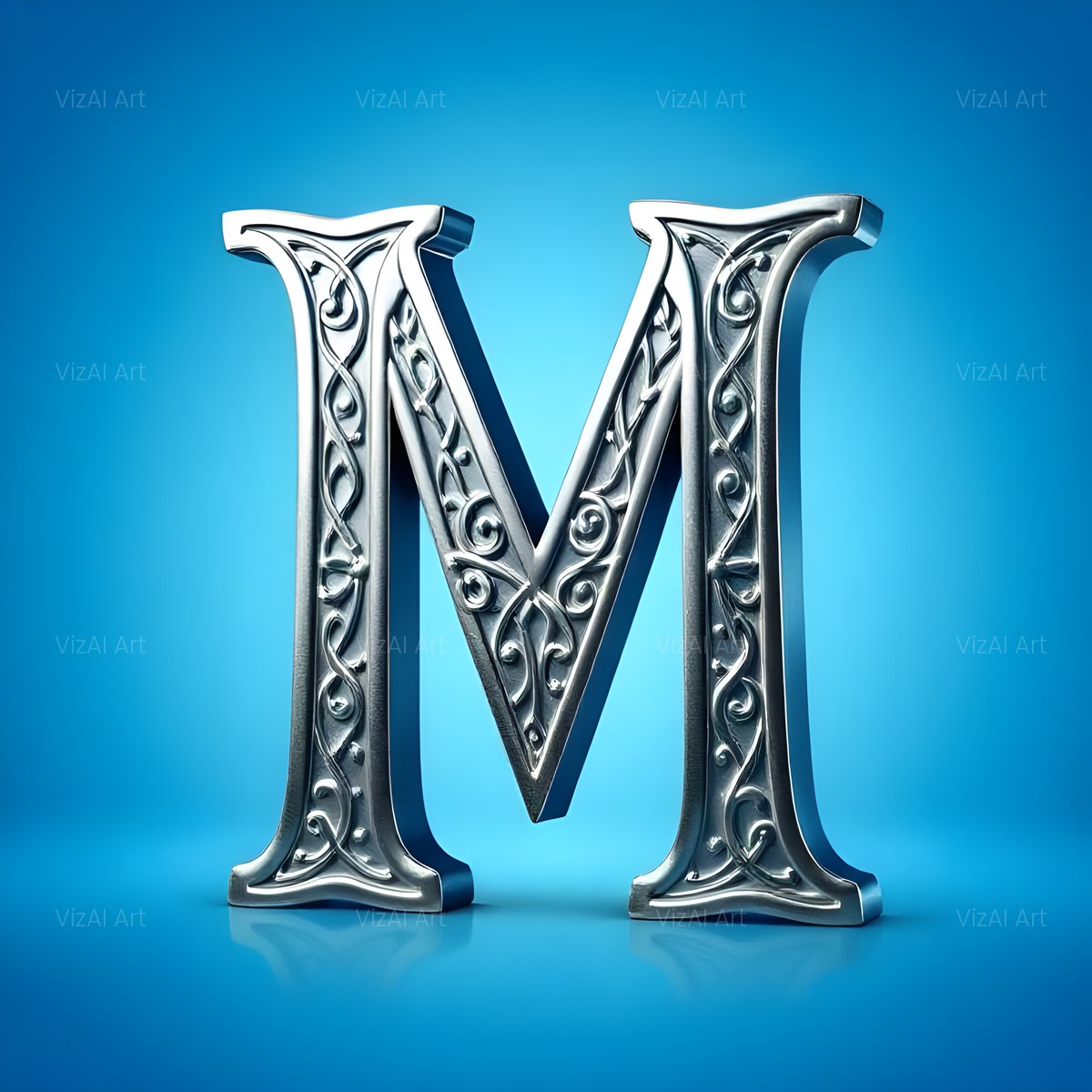 Celtic Knot Silver alphabet — printable letter M