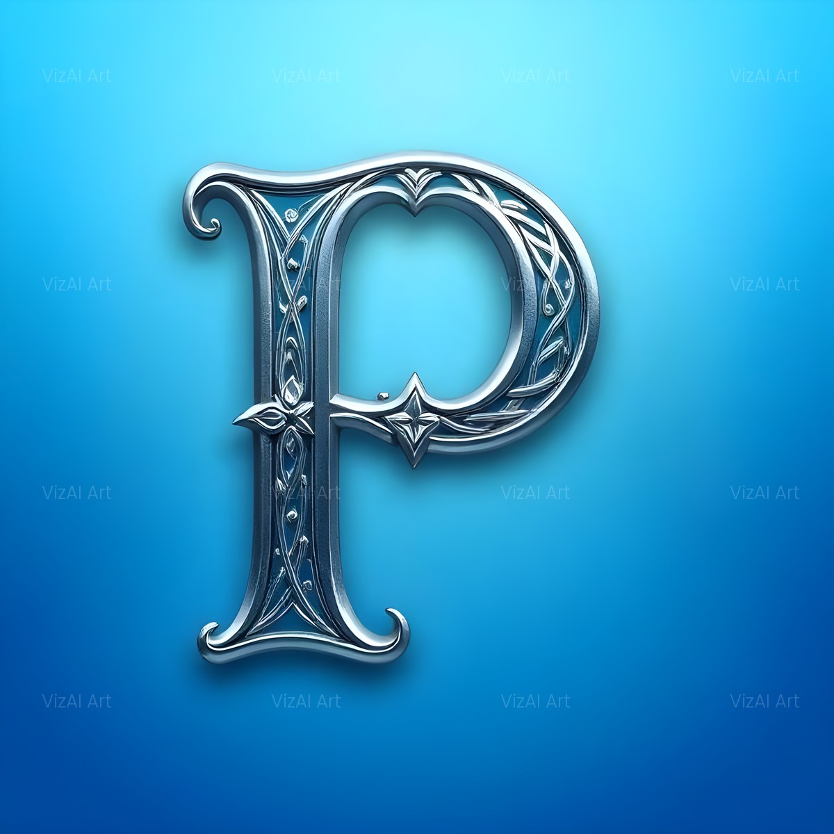 Celtic Knot Silver alphabet — printable letter P