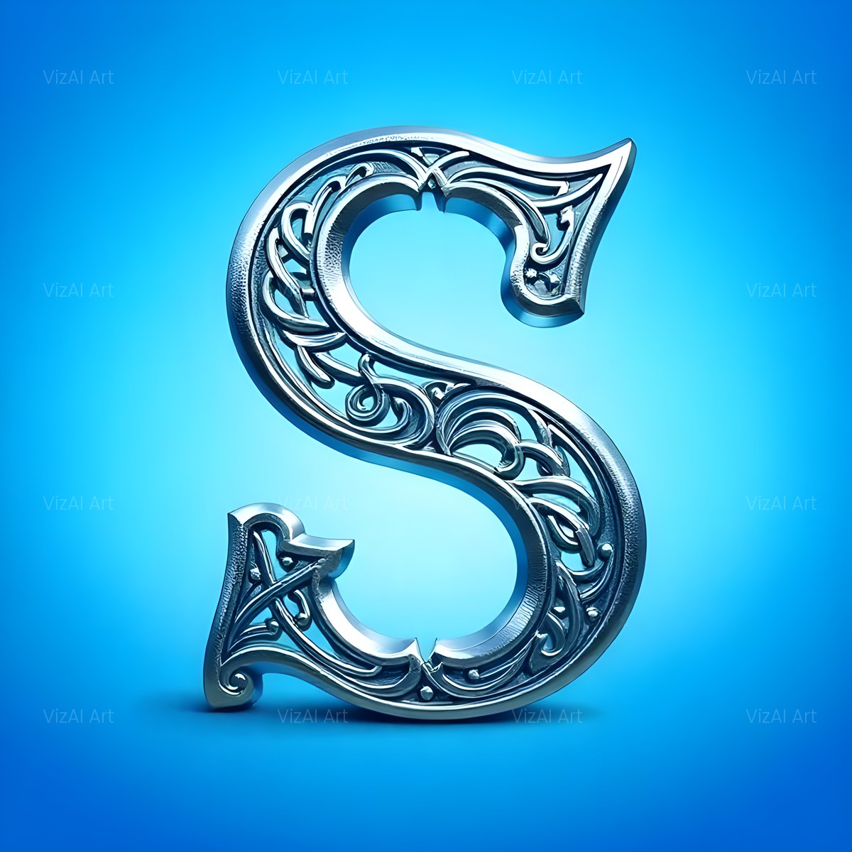 Celtic Knot Silver alphabet — printable letter S