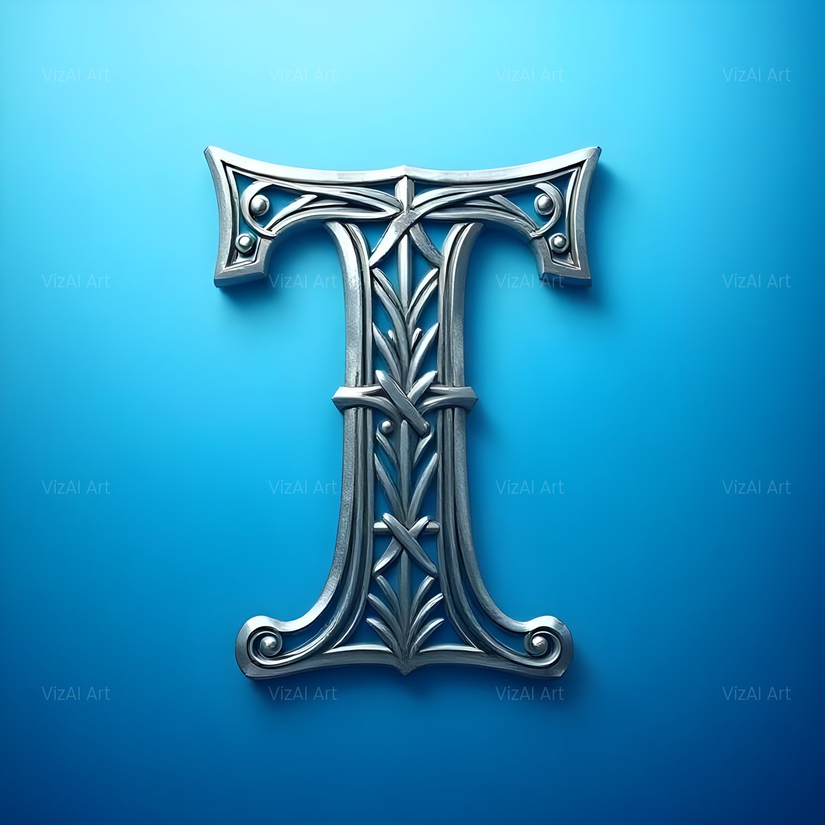 Celtic Knot Silver alphabet — printable letter T