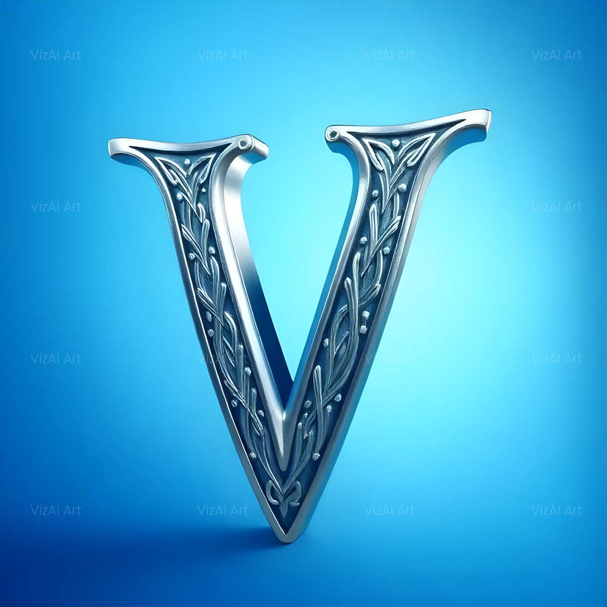 Celtic Knot Silver alphabet — printable letter V