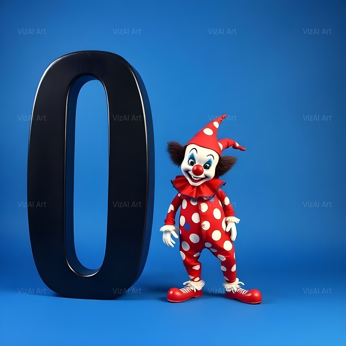 Circus Clown Blue alphabet — printable letter O