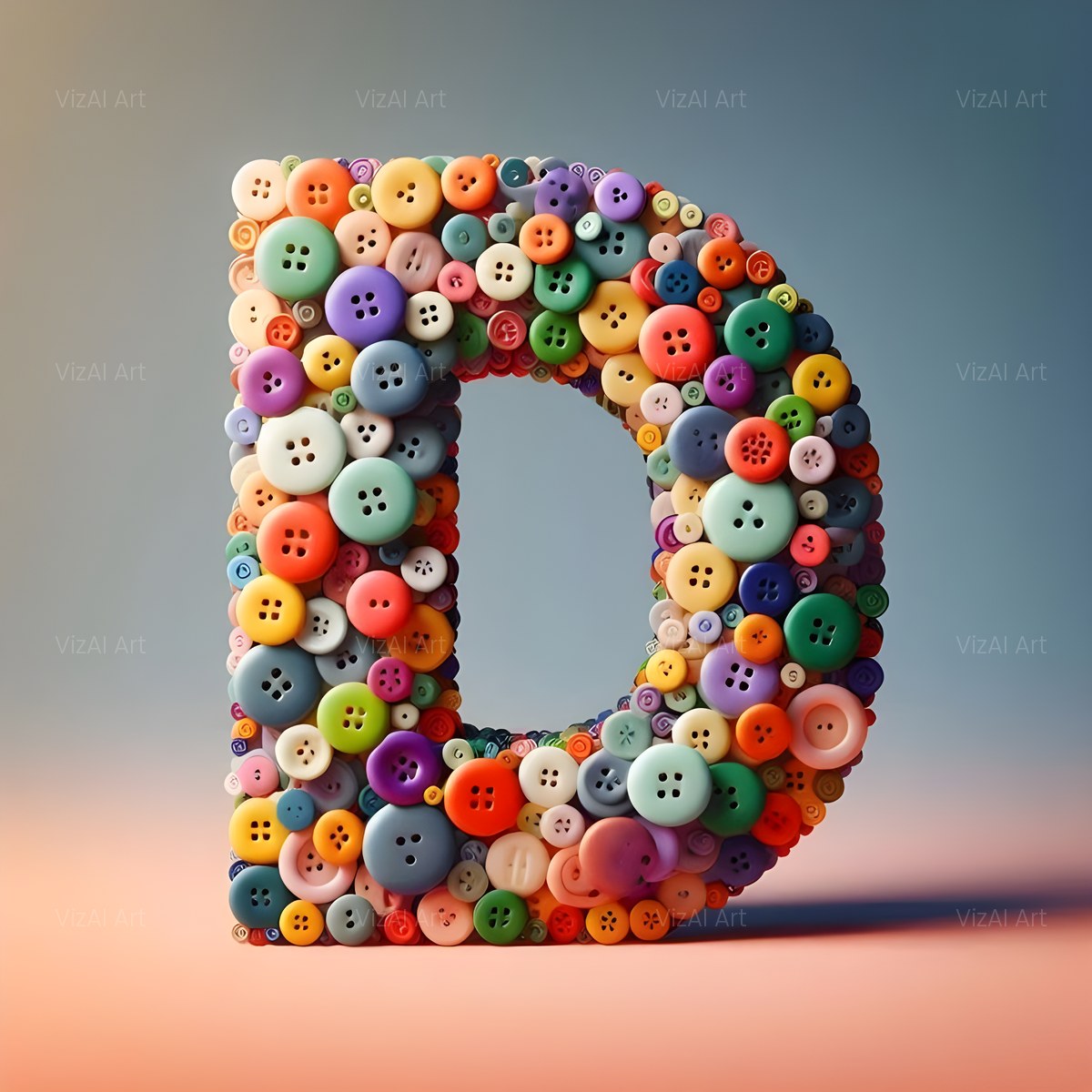 Craft Button Mosaic alphabet — printable letter D
