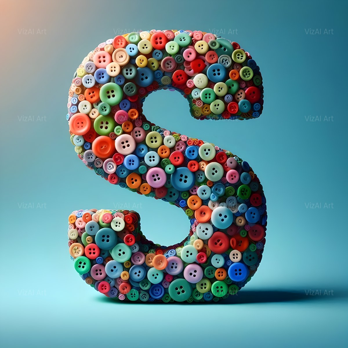 Craft Button Mosaic alphabet — printable letter S