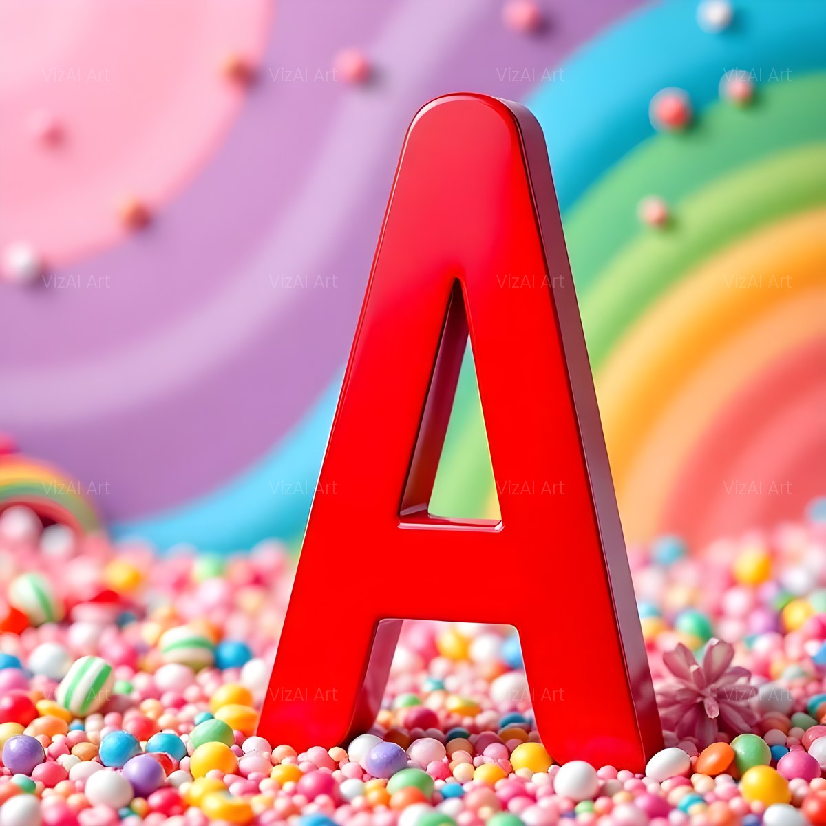 Glossy Candy Heap alphabet — printable letter A