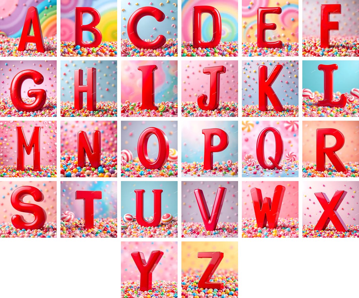 Candy alphabet — all 26 letters A to Z