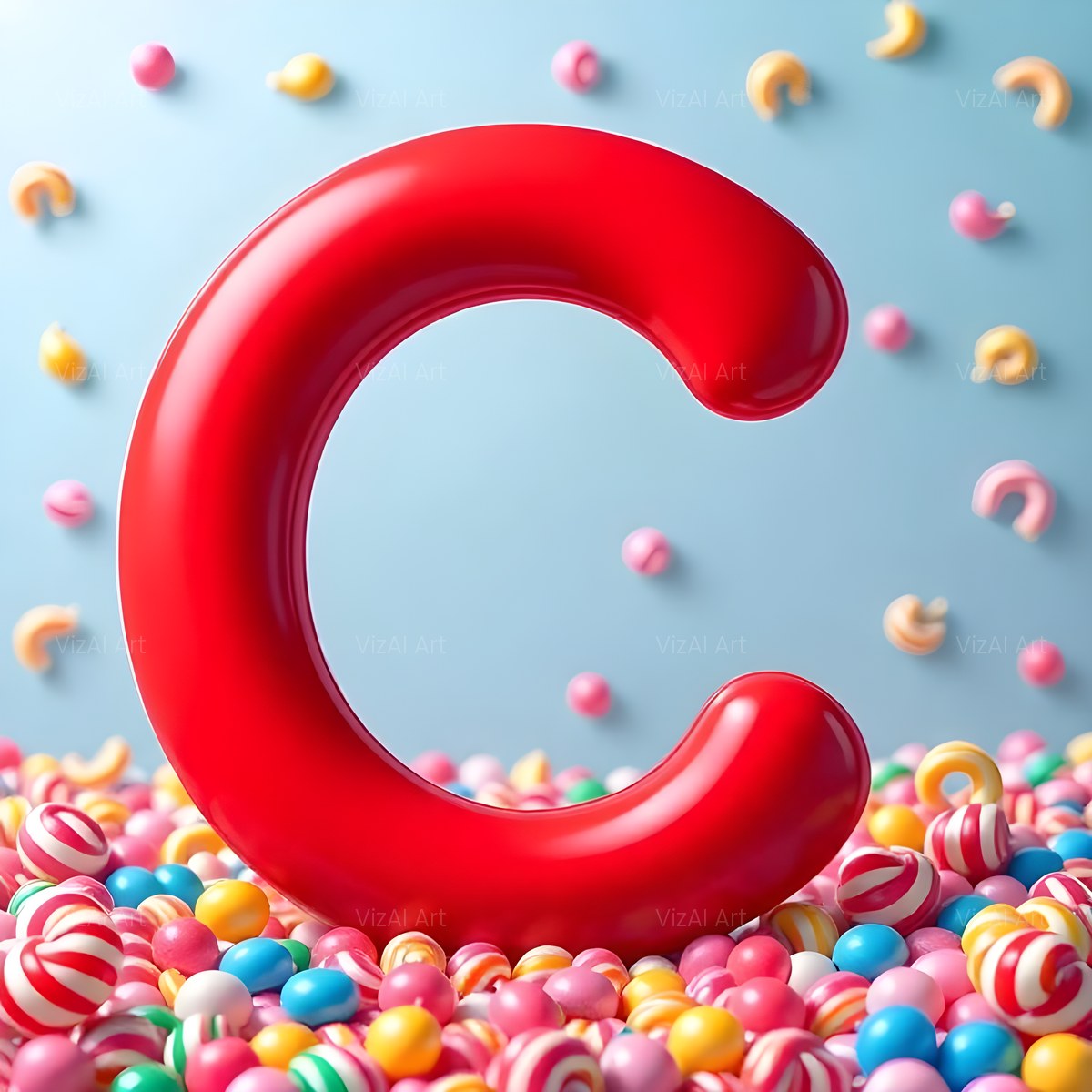 Glossy Candy Heap alphabet — printable letter C