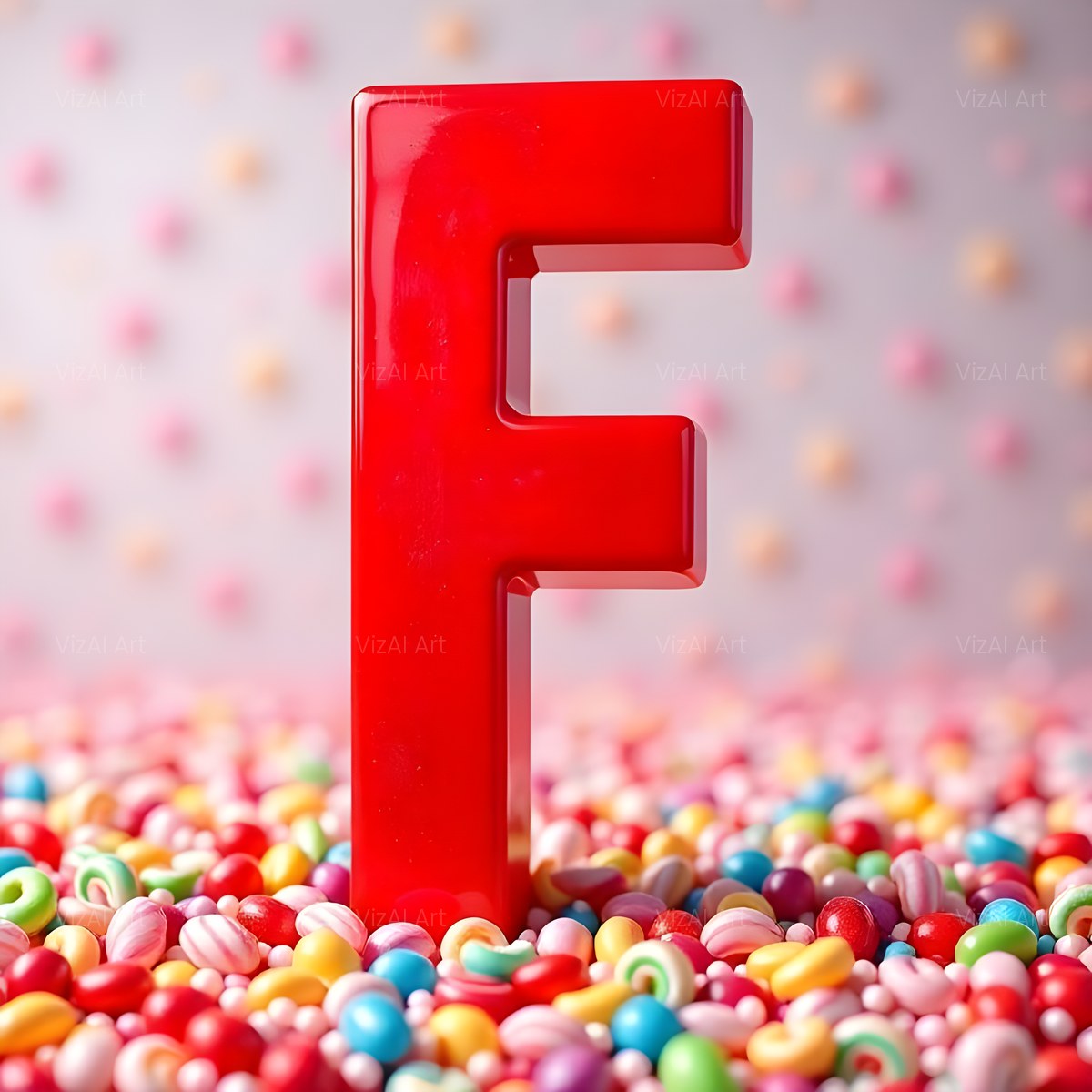 Glossy Candy Heap alphabet — printable letter F
